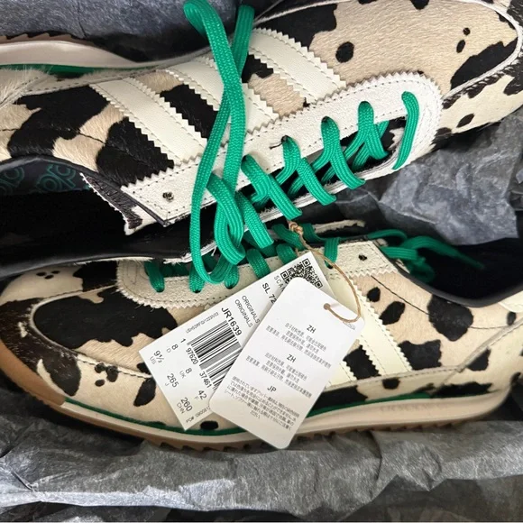 Adidas Women's SL 72 OG Cow Print Sneakers - Black and White - Picture 2 of 6